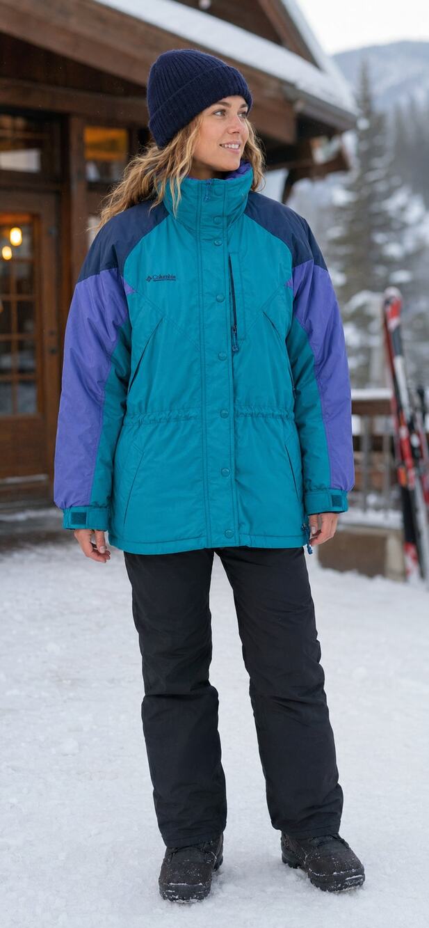 VTG 90s Columbia Williwaw Ski Jacket Womens M Teal Purple 2 in 1 Gorpcore Parka